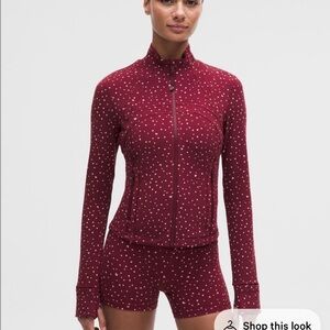 Lululemon Cropped Define Jacket Heart Scatter Burgundy Bay